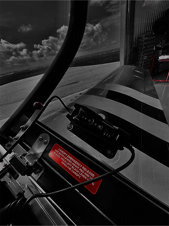 Close-up of an aircrafts interior with ANR Clip.